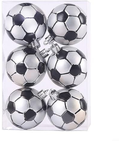 6 Stück Fußball/Basketball/Baseball Weihnachtskugeln Kunststoff 6 cm Weihnachtsbaumschmuck Weihnachtsdeko Christbaumkugeln Baumschmuck Drinnen Draußen Weihnachtsbaum Deko(A)