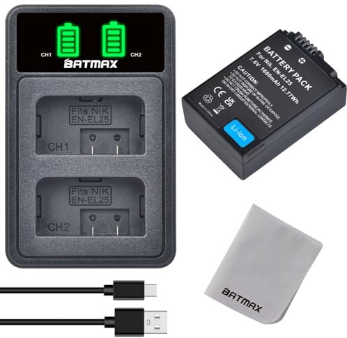 Batmax EN-EL25 Replacement Battery and USB Charger Compatible with Nikon Z Series, Z50, Z 50, Z FC, Nikon EN-EL25A, 4241 and Nikon MH-32 Digital Camera