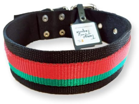 Collar para Perros Nylon Negro con Bandera Portugal (65x5cm)