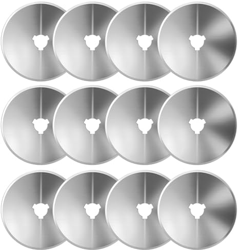 AGPtek 60mm Rotary Cutter Klingen Set (12 Stück), Rotary Ersatzklingen für Quilten Scrapbooking Nähen Kunsthandwerk, Passend für Fiskars, Olfa, Truecut, Martelli & mehr