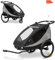 hauck Fahrradanhänger & Kinderwagen Set Dryk Duo Plus für 2 Kinder (6-48 Monate), inkl. Regenschutz, Sonnensegel, Deichsel, Buggyrad, Fahne und LED Licht - Black