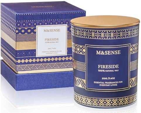 M&SENSE Fireside Duftkerze für Männer, Maskuline Sojakerze für Zuhause duftend, Einzigartige Luxuskerze Geschenke für Weihnachten Valentinstag Vatertag, Housewarming Geschenk Winter Raumdekoration