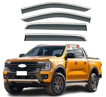 FCNNYBF Windabweiser für Ford Ranger T6 MK2-P703 2023 2024, Regenabweiser Seitenscheiben Schutz vor Wind und Regen Einfache Montage Aerodynamisch Zubehör