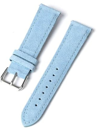 ROWCES Weiches Wildleder-Uhrenarmband, 18mm, 20mm, 22mm, 24mm, Schnellverschluss-Uhrenarmband, Hellblau, 20mm