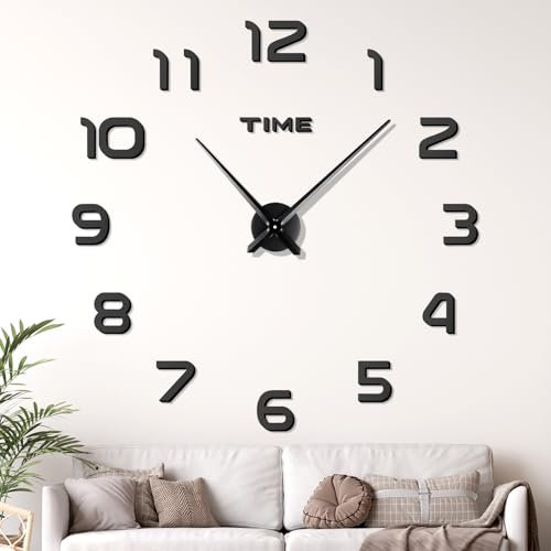 JIZZU DIY 3D Wanduhren Moderne, Mute große Wanduhr, XXL Stumm Spiegel Aufkleber für Dekoration Geschenk Nach Hause Restaurant Büro und Hotel