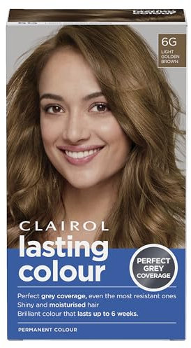 Clairol Lasting Colour Permanent Hair Dye | Ideal Grey Coverage | Shiny and Moisturised Hair | 6G Light Golden Brown