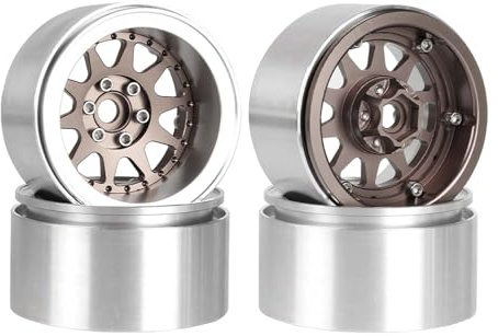 KEEDA Negative Einpresstiefe 10mm Alufelgen 2,2 Beadlock Felgen für SCX10 RR10 TRX4 VS4-10 Gen8 1/10 RC Crawler Car (B, Bronze)