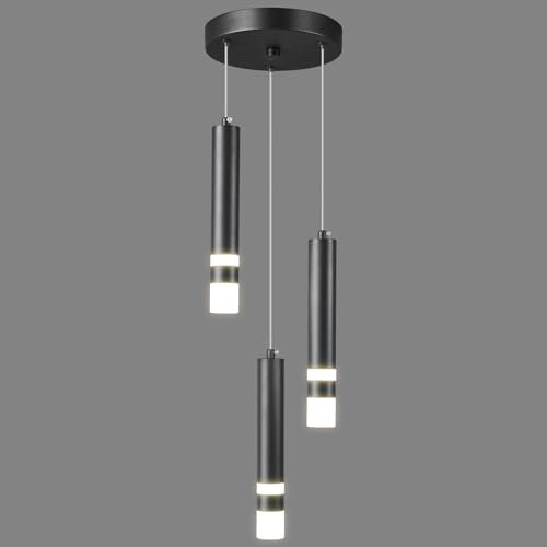 ZPBSJ Moderne Pendelleuchte Einstellbare Höhe LED Schwarz Mini Pendelleuchte fo Kücheninsel Schlafzimmer Nachttisch Kleine Pendelleuchten (3-Licht)