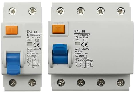 HDWMOJZT Disyuntor de Corriente Residual electromagnético 2P 4P 10/30/100/300mA Tipo AC RCCB RCD Interruptor de Seguridad diferencial(4P 25A,30mA)