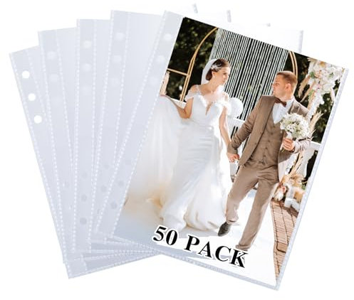 30 pcs A5 Ring Binder 5 x 7 Inch A5 Plastic Sleeves Transparent Plastic Binder Pockets, Clear Waterproof PVC Sleeves for Photos, Postcards, Seed Packets, Page Protectors
