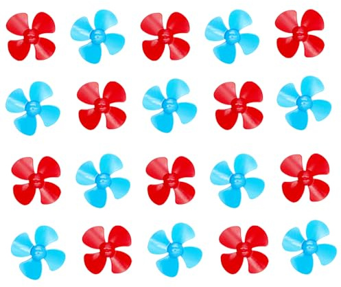 20PCS 2mm Shaft DC Motor Plastic Propeller 4-Blades 80mm Fan Shape Propellers for RC Boat Fan Leaves Ship Airplane DIY Model Toy Parts (Blue,Red)