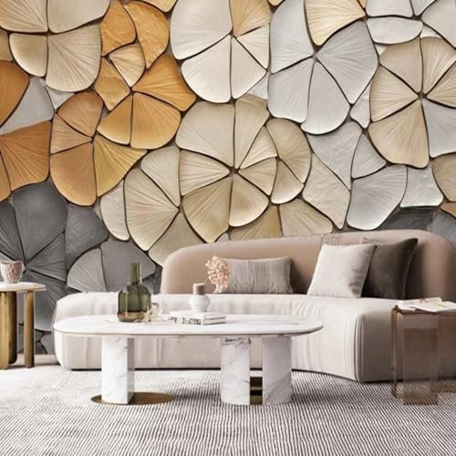 Rétro Feuilles Géométriques 3D Papier Peint Autocollant pour Salon Chambre Décoration