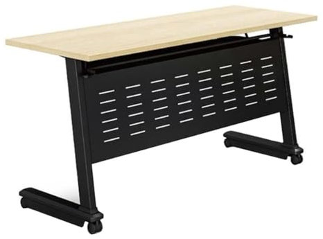 Klappbarer Konferenztisch, mobiler Schulungstisch mit Klappplatte, Ablagefläche tte, Ablagefläche und feststellbaren Rollen, Holztischplatte, Metallrahmen (Farbe: A, Größe: 120 * 50 * 75 cm)