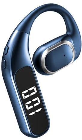 Wireless Bluetooth 5.5 Handsfree Phone Earpiece Single Open Ear Headphones Waterproof ENC Noise Cancelling Earphones Over Ear TWS Hands Free Headset with Mic for iPhone Android Work Driving Sports