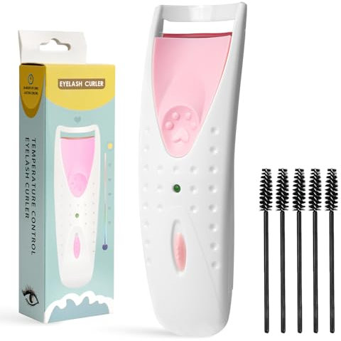 BUTBU Heated Eyelash Curler, Heating Electric Lash Curler with 5 Eyebrow Brushes, Lash Curling Tool for Lashes Lasting Curl, Long Lasting Makeup, Gift for Women (Without Battery)