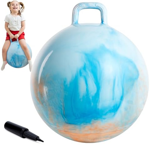 U&C Planet Ballon Sauteur 45 cm Hopperball pour Enfants de 3 à 6 Ans Bouncy Ball en PVC Robuste avec Pompe à Air Bouncy Hopper pour Sauter et Jouer à l'Intérieur ou à l'Extérieur