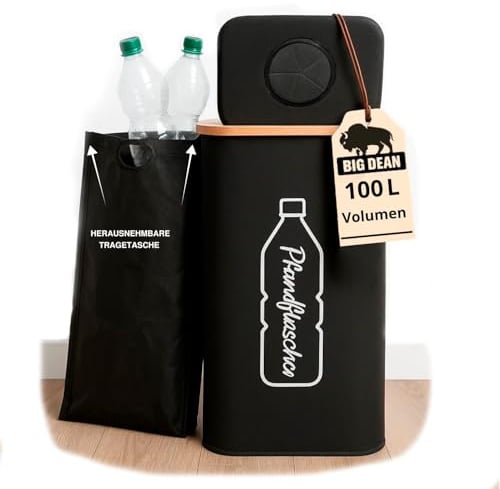 BigDean Pfandflaschen Sammelbehälter 100L inkl. Tragetasche - Flaschensammler Leergut