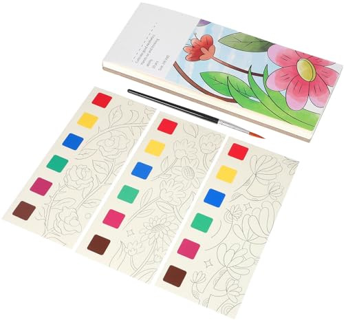 Aquarellmalbuch für Kinder, 1 Satz, mit Dickem Papier und Glatten Kanten | Farberkennung und Stiftführung, Wasserfarbenbuch für Kleine Kinder, Malpapier mit Pigmenten