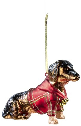 Exklusiver Glas-Weihnachtsbaumschmuck – 19 Einzigartige, handbemalte Motive für Festliche Akzente (2 Stück Dackel 12 cm)