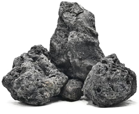 KINGRUI Black Lava Rock Natural Volcanic Stones 6-15cm Aquarium Rocks for Aquascaping,Aquarium Landscaping,Shrimp Tank,Terrariums & Decorative Landscaping- 2.3kg 4Pcs