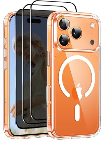 Nupcknn für iPhone 17 Pro Max Hülle, 3 Panzerglas [HD+HD+Anti-Spy], Magnetisch mit MagSafe, Völlig transparente & HD-Rückseite, Dünn & Stoßfest Schutzhülle