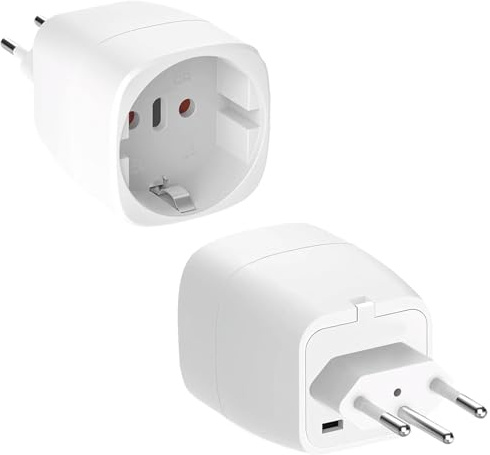Schweiz Reiseadapter 2 Stück, Deutschland auf Schweiz Stecker Reiseadapter, Schuko EU zu Typ J Steckdose, Adapter Schweiz Deutschland, für Malediven, Ruanda, Liechtenstein, Weiß