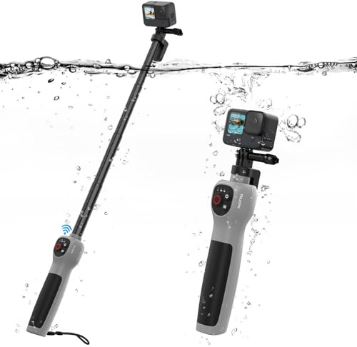 TELESIN 33 Zoll Unterwasser Selfie Stick für GoPro Hero 13 12 11 10 9 | Bluetooth Wasserdichter Ausziehbarer Selfie Stick Geeignet für Surfen/Schnorcheln/Tauchen(Innerhalb von 98 Fuß)
