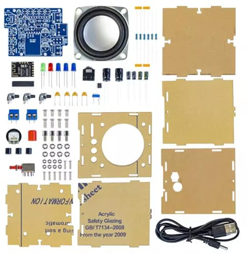 Ehwisbe DIY Bluetooth Speaker Kit Electronic Kit Component Mini Amplifier Speakers SPI Interface with Acrylic Shell