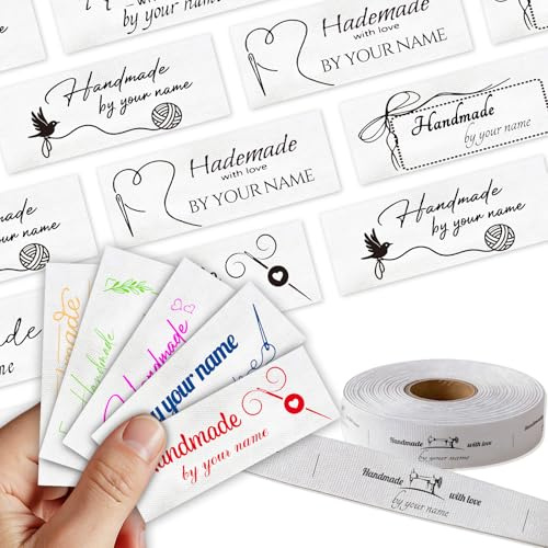 Personalized 100% Cotton Sewing Labels, Custom Fabric Clothing Label, Customized Washable Fabric Tags for Handmade Items, Knitting, Quilts