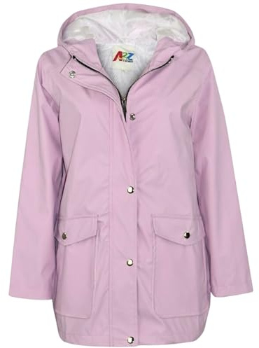 A2Z4 Kids PU Regenmantel Jacke Windjacke Wasserdicht Parka Mit Kapuze Mantel PU Raincoat 497 Lilac 7-8