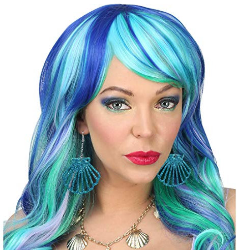 NET TOYS Glitzernde Meerjungfrau-Ohrringe | Türkis | Elegantes Damen-Kostüm-Zubehör Muschel-Ohrschmuck geeignet für Mottoparty & Fasching