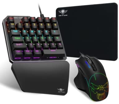Spirit Of Gamer - Xpert G700 - Adapter Kombinierte RGB - Tastatur und Maus Set Für PS4, XBOX ONE, PC - Mechanische Tastatur Mit Einer Hand - Maus 7 Tasten 3200 DPI
