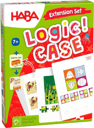 HABA Logic! CASE Extension Set: Gefährliche Tiere - Ergänzungskarten für Starter Case ab 7 Jahren - Perfekt als Reisespiel für unterwegs - 77 Bilderrätsel rund um Wilde Tiere - 1307153001