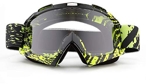 SPOSUNE Motorradbrille, ATV Dirt Bike Off Road Racing MX-Fahrbrille Anti-Scratch Staubdicht Biegbar UV400 Brille Gepolstert Weicher Dicker Schaumstoff, Verstellbarer Riemen Erwachsenen-Motocross
