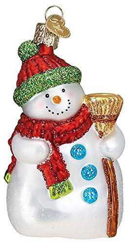 Old World Christmas Glasornament, Schneemann mit Besen, 11,4 cm