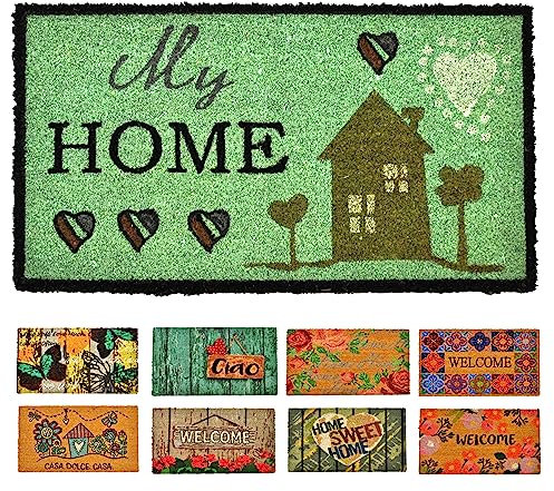 Prati di Casa Zerbino Cocco Arcobaleno 40x70, Antiscivolo in PVC, FIBRA NATURALE (Green)