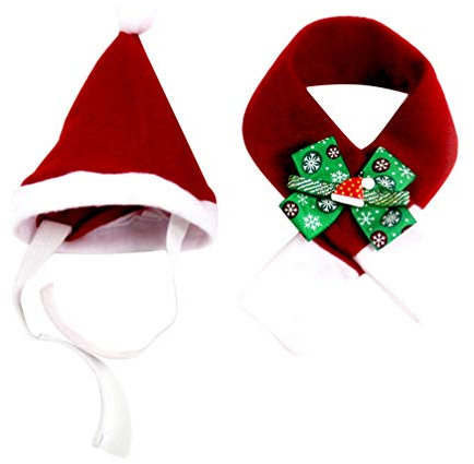 Hemobllo Haustiermütze Und Schal-Set Weihnachtskleidung Für Hunde Und Katzen Cosplay-Party-Requisiten Fleece-Material Rotes Design s Geeignet Für Maskenbälle Geburtstagsfeiern Und Fotoshoot