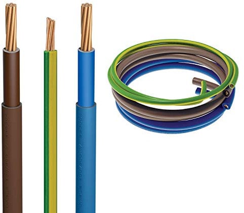 2m Set of 19 Strand Flexi-Tail Pack Brown and Blue Double 25mm 6181Y Insulated Meter Tails & Earth 16mm 6491X