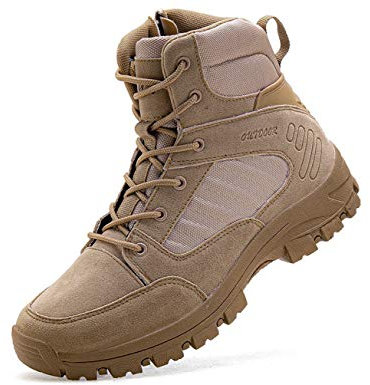 IYVW OU7 X82 Stivali da Caccia da Uomo Stivale Tattico da Combattimento Militare Alto Alto Allacciate Scarpe per Tutti i Terreni per Escursionismo Giallo deserto 40 EU