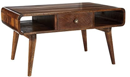 Elm home and garden Solid Dark Wood Coffee Table With Drawer 46cm High x 85cm Wide x 55cm Deep