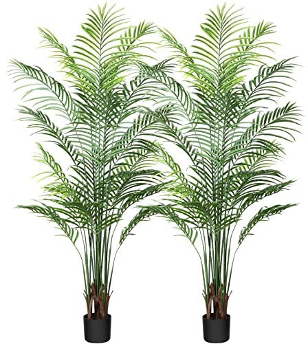 CROSOFMI Künstliche Pflanzen groß 170cm Kunstpflanze im Topf Plastik Palme Künstliche Palmen wie echt Fake Plant deko für Wohnzimmer Balkon Schlafzimmer Büro Perfektes Einweihungsgeschenk (2 Pack)