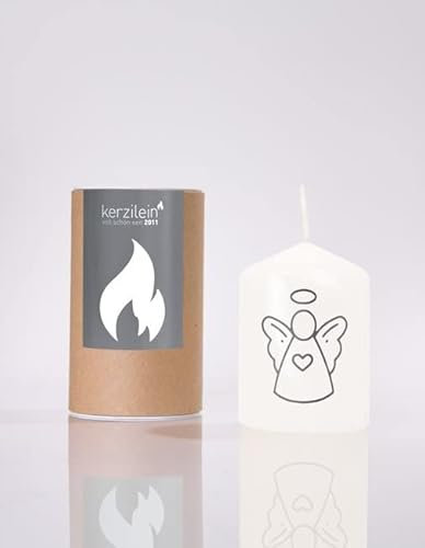 Kerze Schutzengel Stumpenkerze mit Engel in weiß & anthrazit grau Geschenk-Idee Tisch-Deko Konfirmation Kommunion Taufe Geburt Weihnachten Advent modern Living