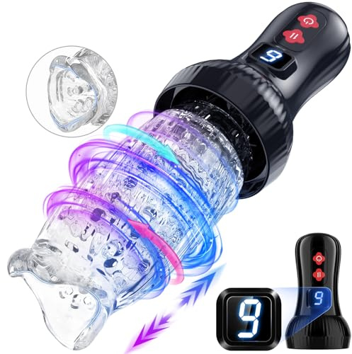 Electric Male Masturbator, Kismloit Pocket Pussy, 5.4inch Elongated Sex Toy | Elongated Dense Beads Masterubaters Accelerate Boost, 9 Rotating & Thrusting Fleshliglt Toy, Stroker Sex Toyscouples for Man