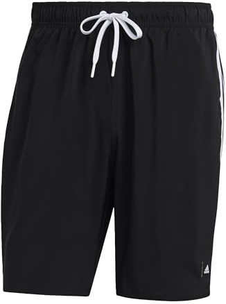 adidas Men's 3-Stripes CLX Swim Shorts, Black/White, S