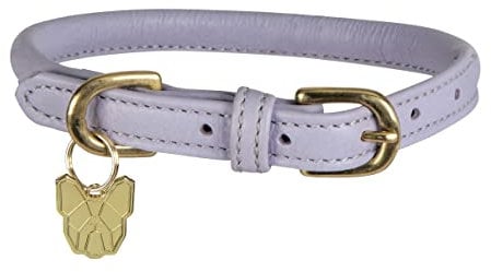 Digby & Fox Rolled Leather Dog Collar (Small, Lilac)