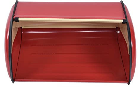 Acouto Panera, Encimera De Cocina Gran Capacidad Panera Contenedor De Almacenamiento De Pan Cajas De Pan Vintage De Acero Inoxidable Recubiertas con Tapa Enrollable para Mostrador De (Rojo)
