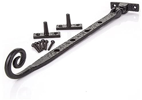 Black Monkey Tail Windows Stay 10-Inch Curly Tail Casement Stay Vintage Monkey Tail Window Catch Gothic Window Adjuster Ornate Black Window Stay/Arm Stay Pack of 1.