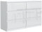 meble masztalerz Commode 120 cm Blanc avec Façades Brillantes - avec 6 tiroirs – 120 x 78,5 x 39 cm - Meuble de Rangement - Commode Chambre - Meuble Salon Classique