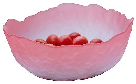 Kisangel Japanese-style Lotus Mist Powder Fruit Salad Bowl Fruit Decor Clear Glass Bowls Clear Cutlery Fruit Bowl for Restaurant Decorative Fruit Bowl Multi-use Dessert Bowl Pink Delicate
