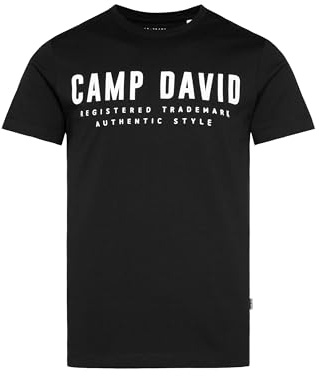 Camp David Herren Basic Logo T-Shirt, Rundhalsausschnitt, 100% Baumwolle, Regular Fit, Mehrere Farben